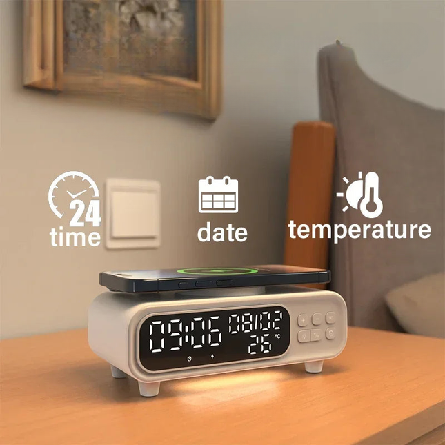 Modern väckarklocka med trådlös laddare