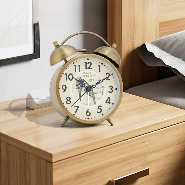 Batteridriven vintage väckarklocka med dubbla klockor