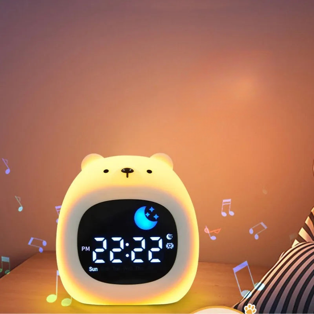 Barnväckarklocka som visar dag och natt