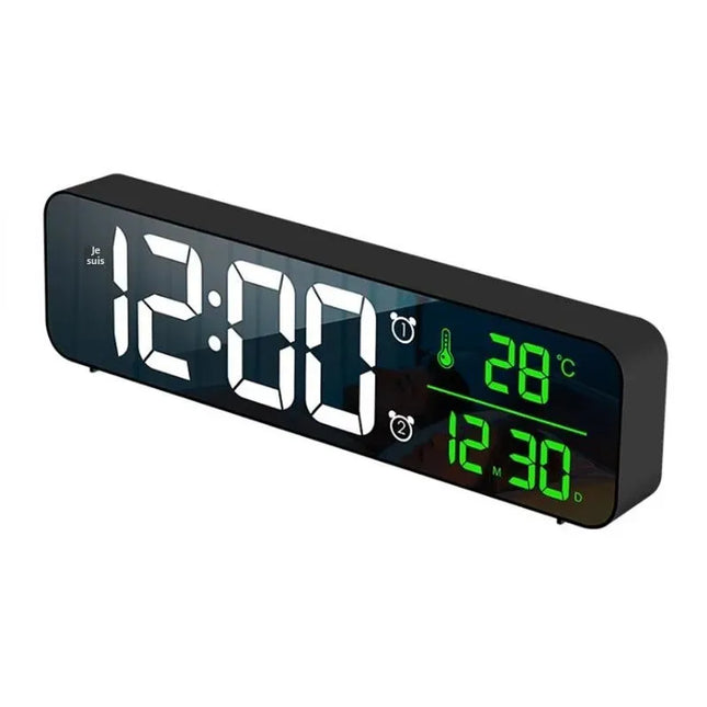 Digital klocka med datum och temperatur