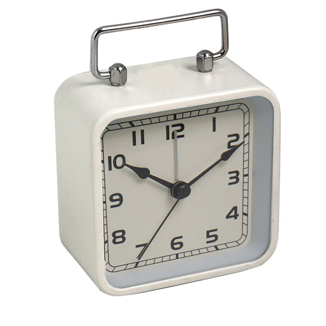 Liten fyrkantig analog väckarklocka
