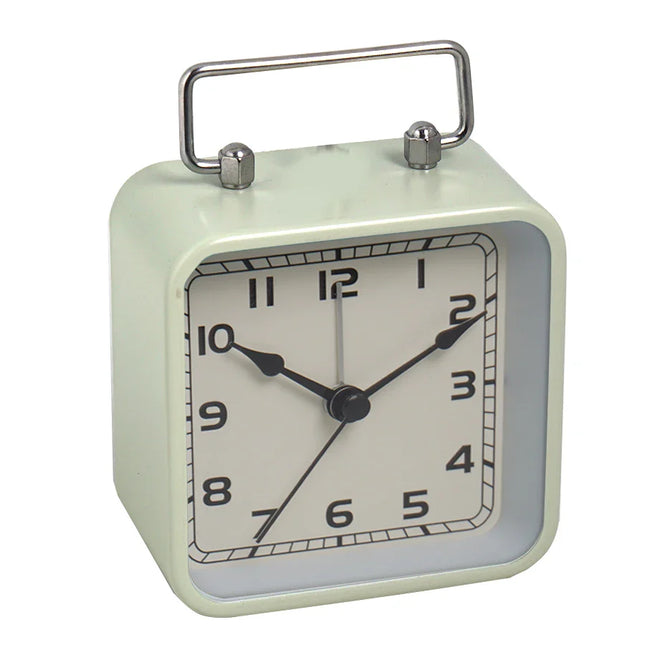 Liten fyrkantig analog väckarklocka