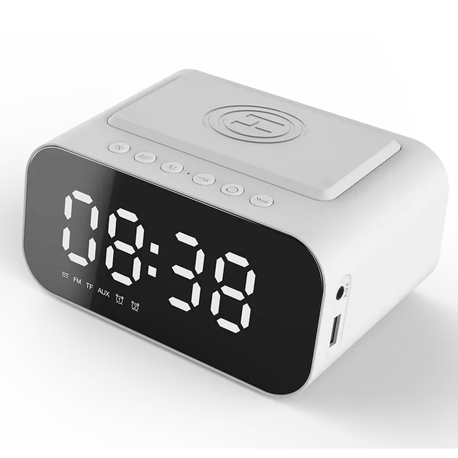 Klockradio med trådlös laddare och Bluetooth