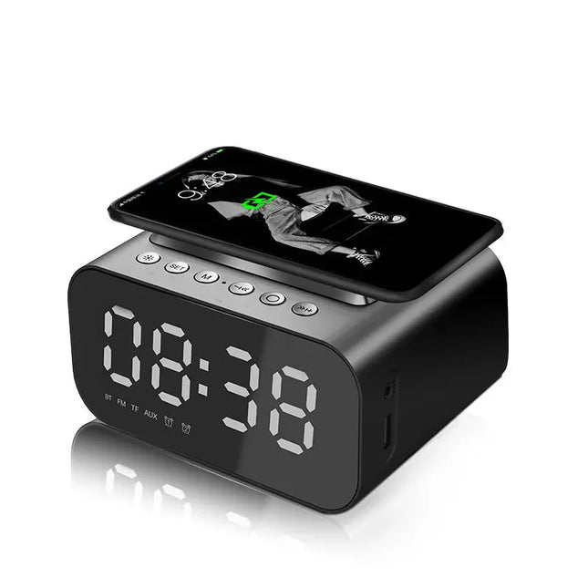 Klockradio med trådlös laddare och Bluetooth