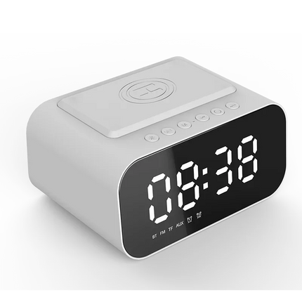 Klockradio med trådlös laddare och Bluetooth