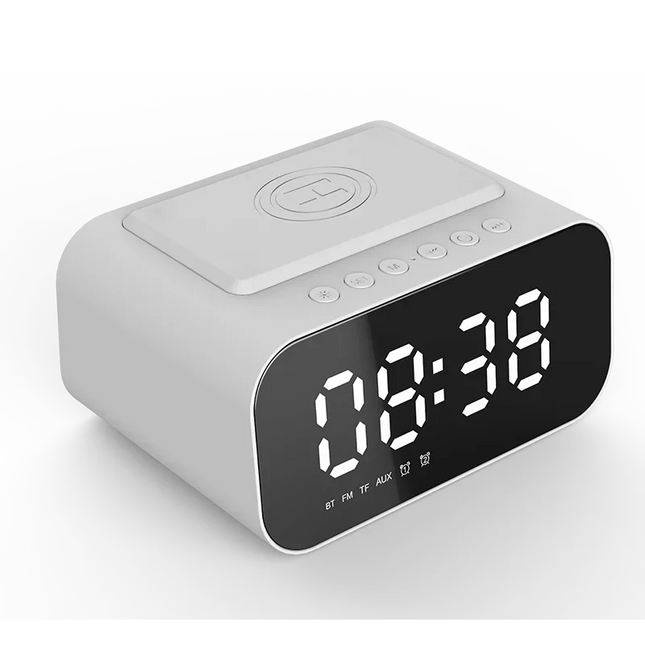 Klockradio med trådlös laddare och Bluetooth