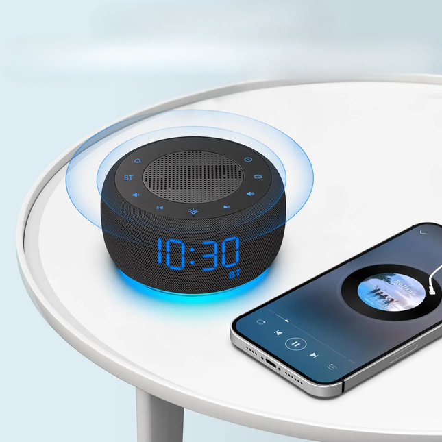 Klockradio med Bluetooth-högtalare och ljus