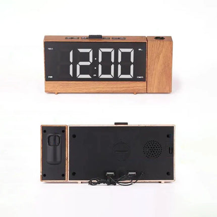 Klockradio med projektor i elegant trädesign