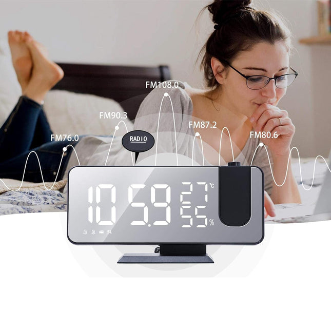 Projektorklocka med termometer och hygrometer