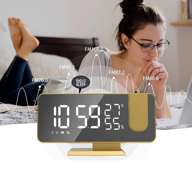 Modern projektorklocka med spegeldisplay