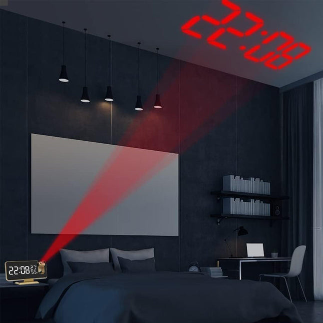 Modern projektorklocka med spegeldisplay