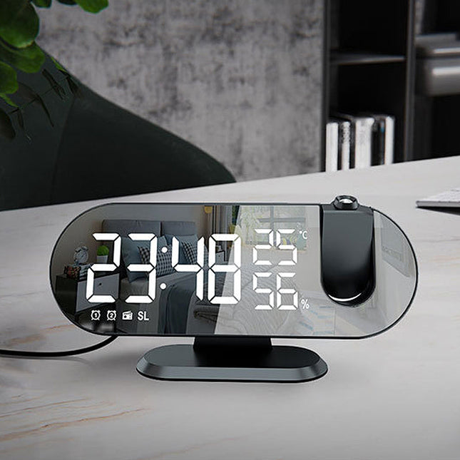 Klockradio med projektion av tid i taket