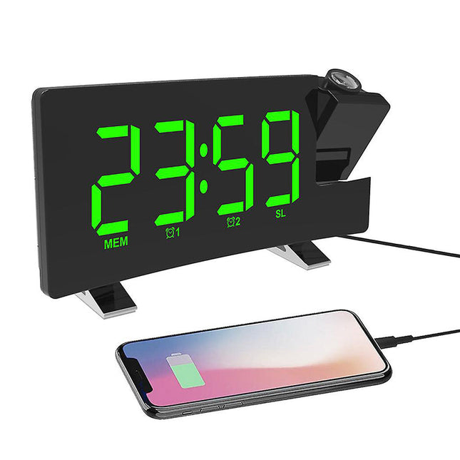 Digital projektorklocka med USB-laddningsport