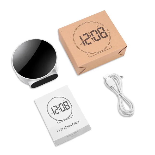 Rund digital klocka med stora siffror