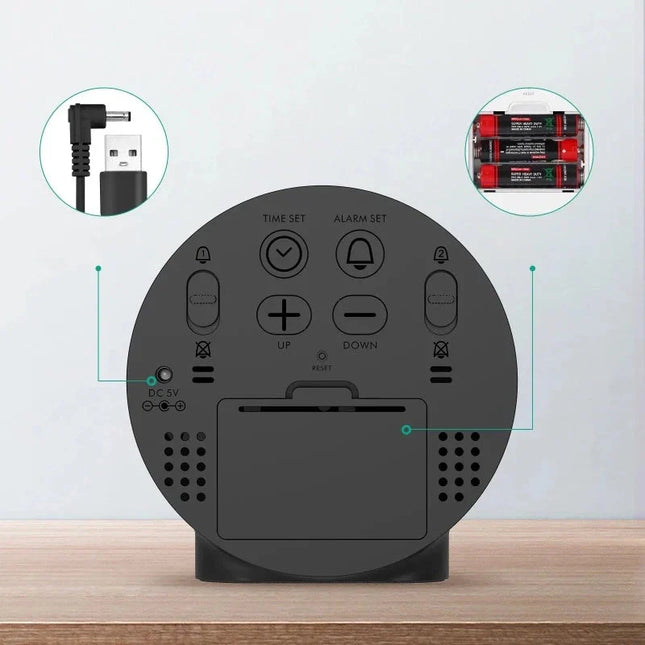 Rund digital klocka med stora siffror