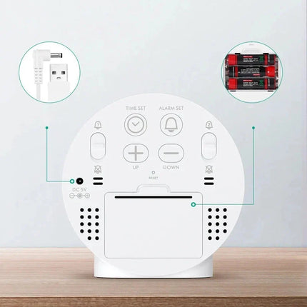 Rund digital klocka med stora siffror