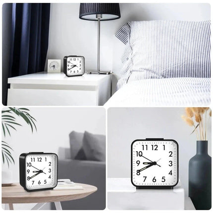 Tyst analog väckarklocka med nattljus