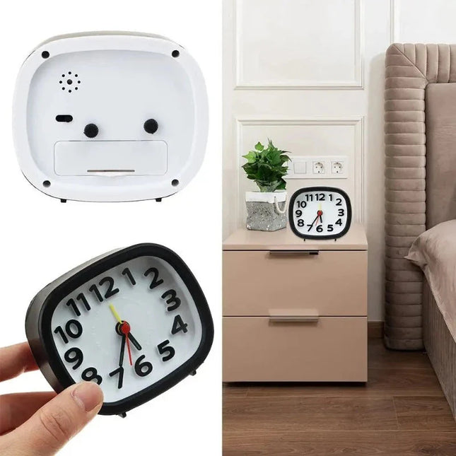 Tystlåten analog väckarklocka utan tickande