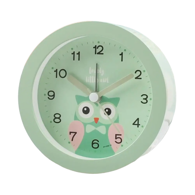 Tyst analog barnväckarklocka med björnmotiv