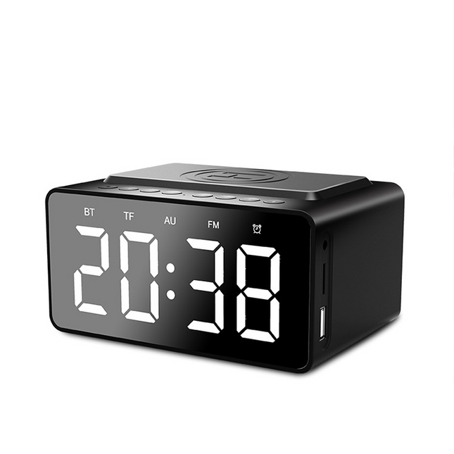 Väckarklocka med spegel och Bluetooth-högtalare