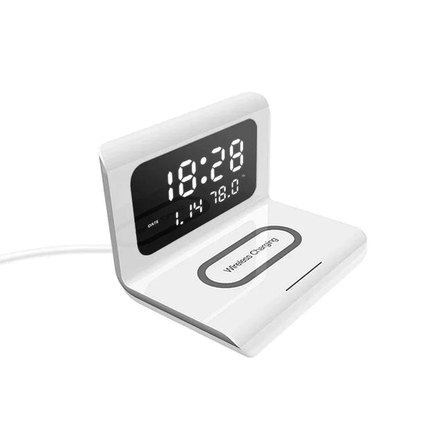 Platt trådlös laddare med digital klocka