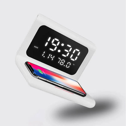 Platt trådlös laddare med digital klocka