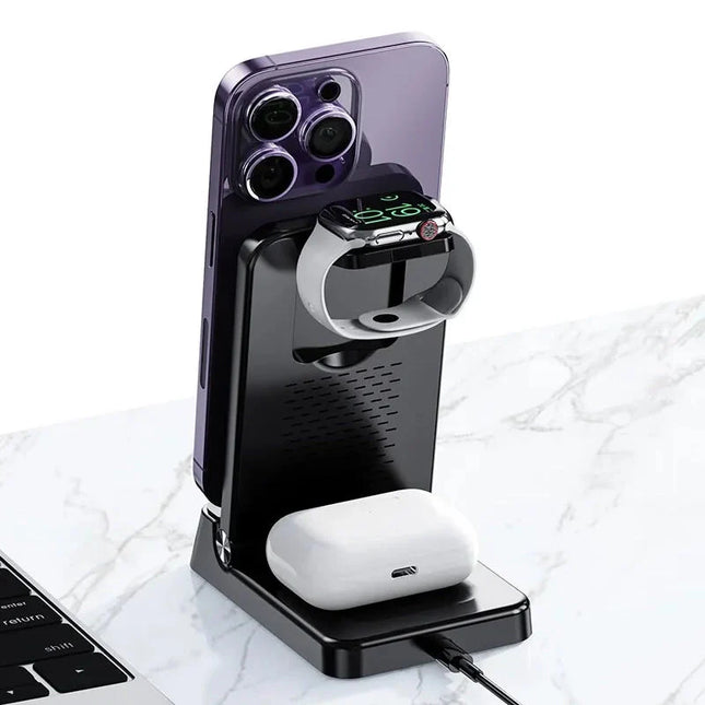 Trådlös laddstation med klocka 3-i-1