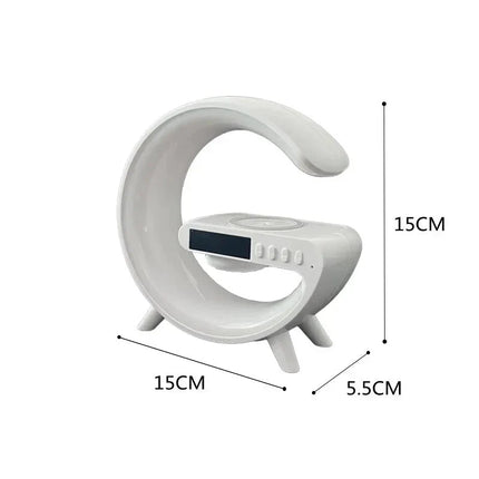 Väckarklocka med trådlös laddare och lampa