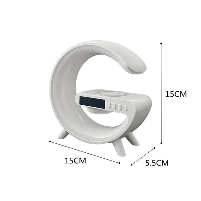 Väckarklocka med trådlös laddare och lampa