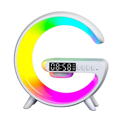 Väckarklocka med trådlös laddare och lampa