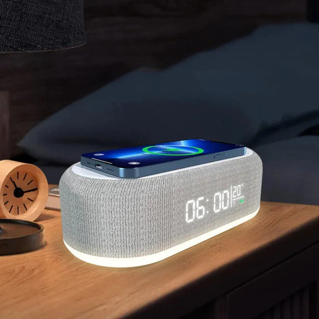 Smart högtalarklocka med trådlös laddare