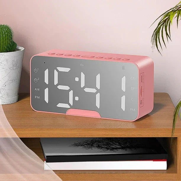 Rosa digital väckarklocka med Bluetooth