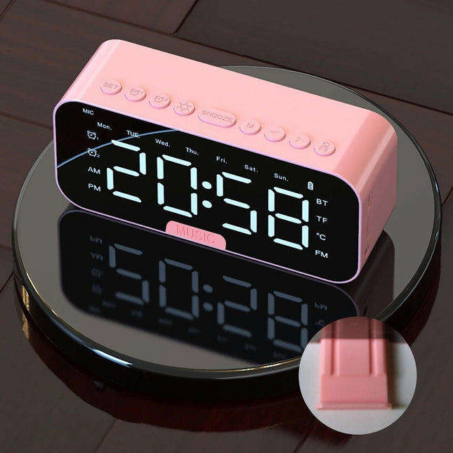 Rosa digital väckarklocka med Bluetooth