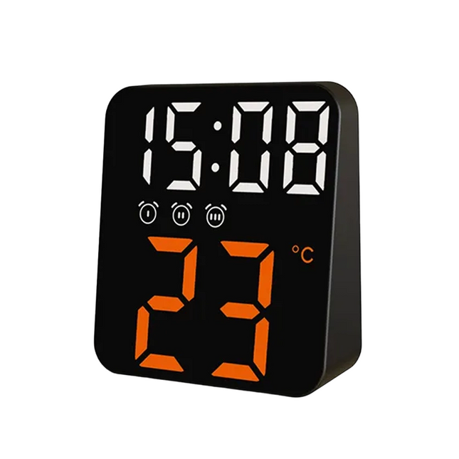 Reseväckarklocka med ljusstark orange display