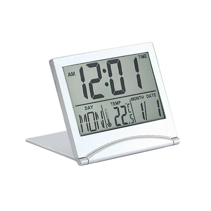 Vikbar digital reseväckarklocka med alarm