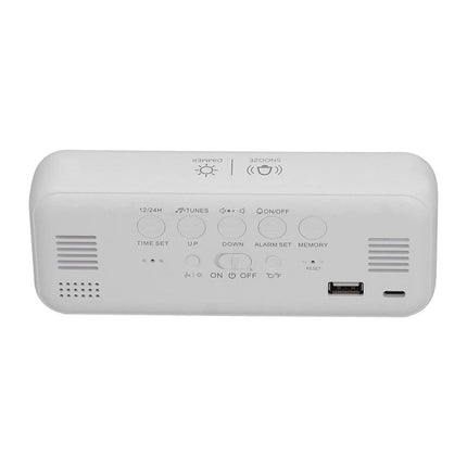 Vit digital väckarklocka med termometer