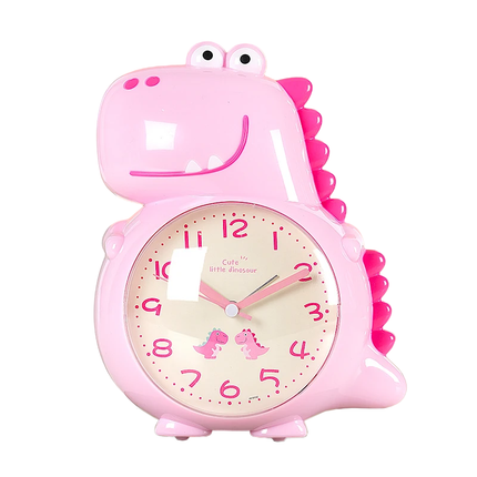 Rosa väckarklocka med dinosaurie barn