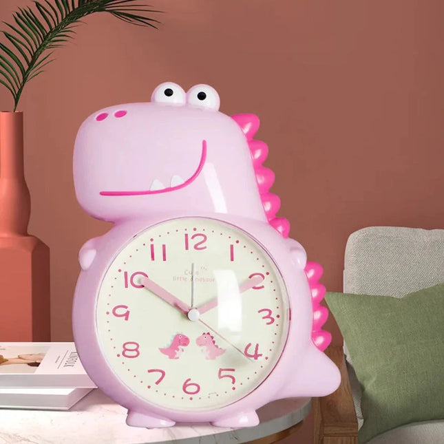 Rosa väckarklocka med dinosaurie barn