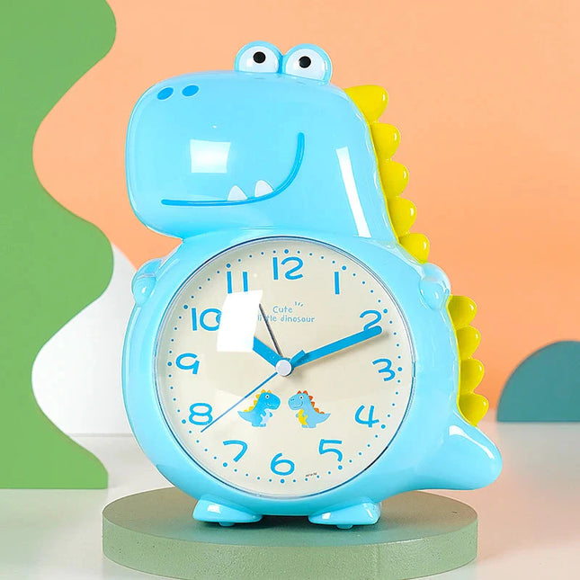 Blå analog dinosaurie väckarklocka barn