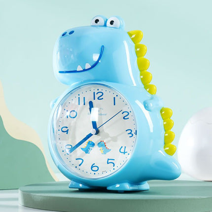 Blå analog dinosaurie väckarklocka barn