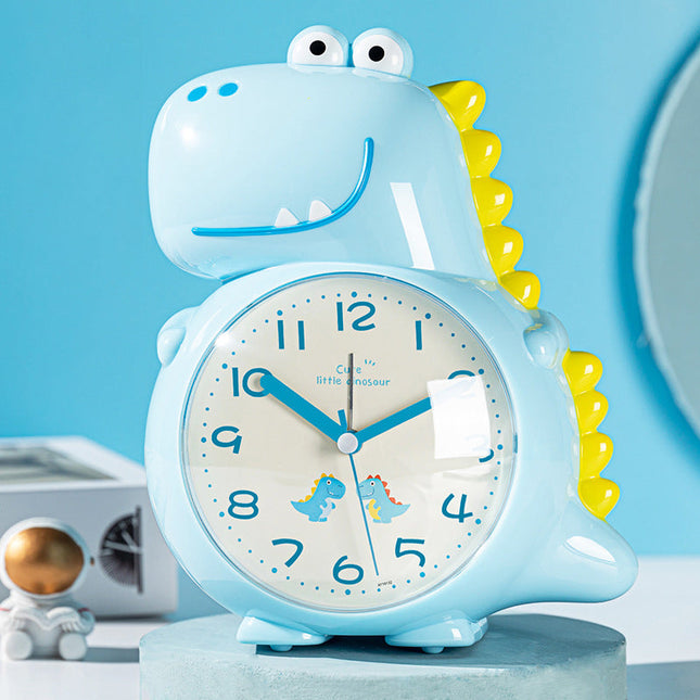Blå analog dinosaurie väckarklocka barn