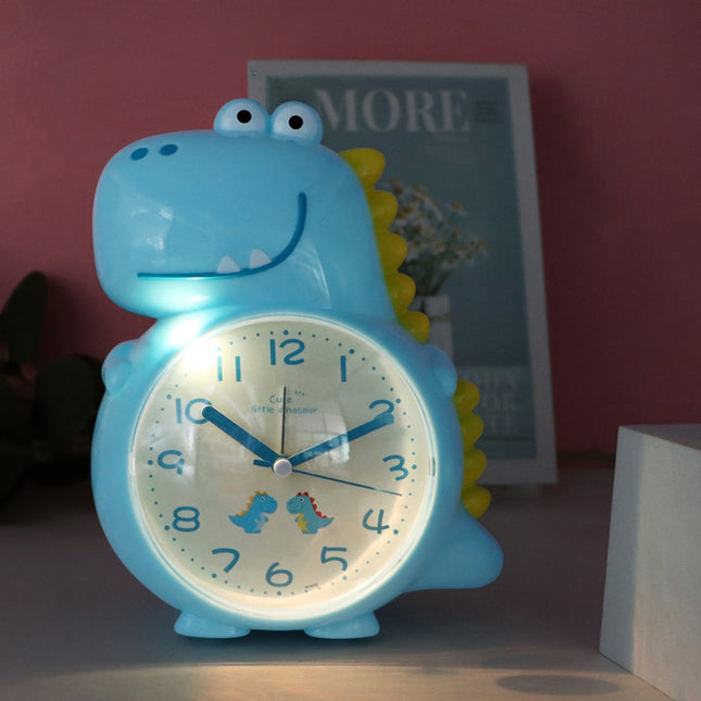 Blå analog dinosaurie väckarklocka barn
