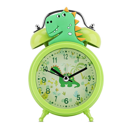 Grön analog väckarklocka med dinosaurie