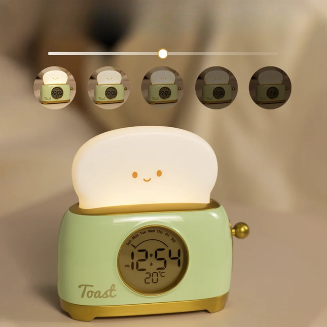 Toast väckarklocka med nattlampa för barn