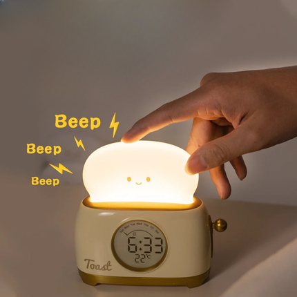 Toast väckarklocka med nattlampa för barn