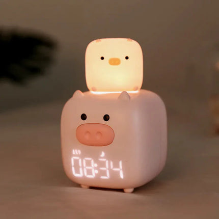 Rosa gris väckarklocka för barn