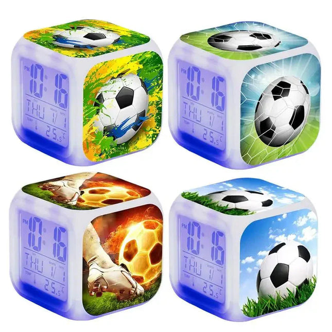 Digital väckarklocka med fotbollsmotiv