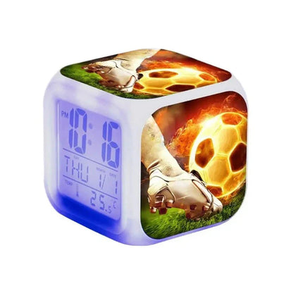 Digital väckarklocka med fotbollsmotiv