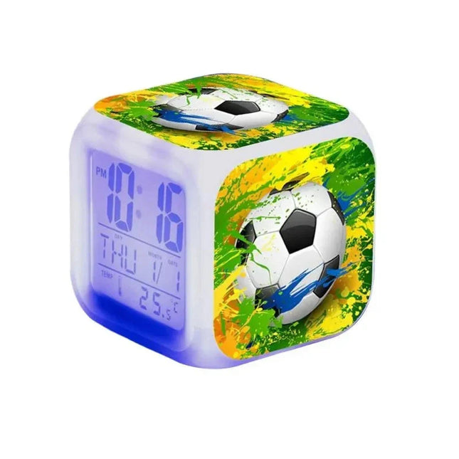 Digital väckarklocka med fotbollsmotiv