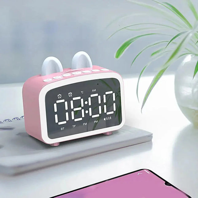 Smart digital väckarklocka med kaninöron